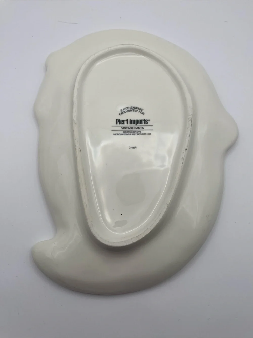 Pier 1 Festive Santa Face Ceramic Serving Platter - Red, White, Green